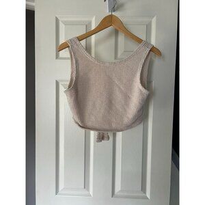 Shein Women’s Beige Textured Knit Back Tie Crop Top Size M Sleeveless Boho